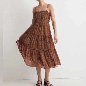 Madewell Brown Polka Dot Midi Dress size 4